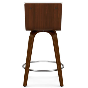 English Elm Calderon Swivel Counterstool Bentwood Mid-Century Faux Leather Padded Kitchen Island Seat B2732P556872