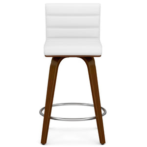 English Elm Calderon Swivel Counterstool Bentwood Mid-Century Faux Leather Padded Kitchen Island Seat B2732P556872