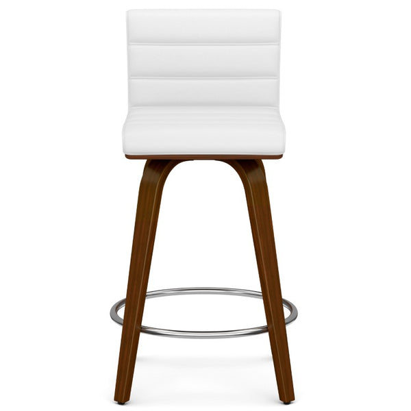 English Elm Calderon Swivel Counterstool Bentwood Mid-Century Faux Leather Padded Kitchen Island Seat B2732P556872