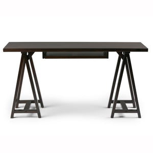 English Elm Spokane Solid Wood Writing Desk with Sawhorse Base for Home Office or Bedroom B2732P562465