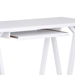 English Elm Spokane Solid Wood Home Office Desk with Keyboard Tray and Sawhorse Base B2732P562467