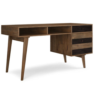 English Elm Mooney Solid Acacia Writing Desk with Side Drawers Mid-Century Home Office Style 24 x 60 x 31 B2732P562468