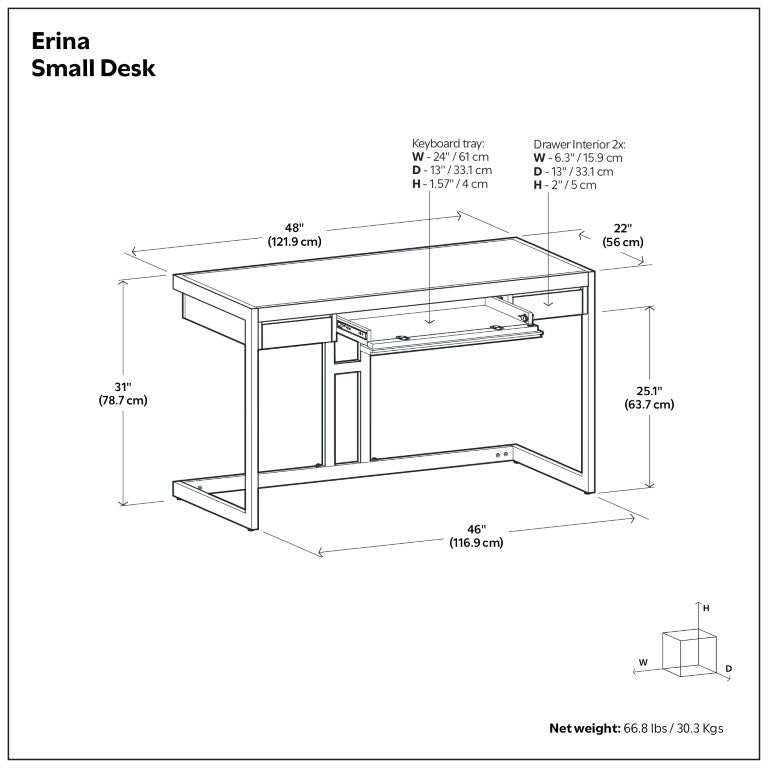 English Elm Larny Solid Acacia Hardwood Writing Desk with Keyboard Tray and Industrial Metal Base B2732P562470