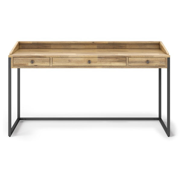 English Elm Dorian Solid Acacia Wood Writing Desk with Matte Black Frame and Keyboard Tray 60 inches B2732P562471
