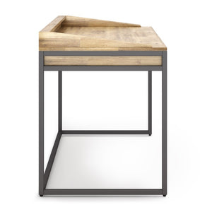 English Elm Dorian Solid Acacia Wood Writing Desk with Matte Black Frame and Keyboard Tray 60 inches B2732P562471