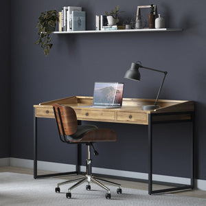 English Elm Dorian Solid Acacia Wood Writing Desk with Matte Black Frame and Keyboard Tray 60 inches B2732P562471