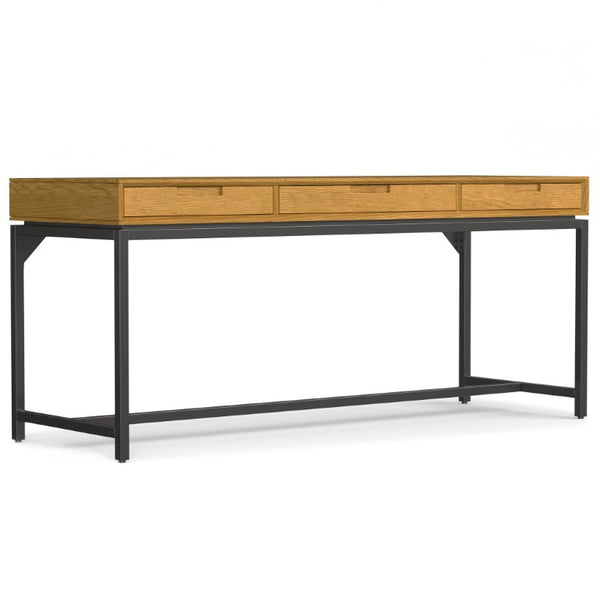 English Elm Argyle Oak Veneer Executive Desk with Angular Steel Base for Modern Home Offices B2732P562474