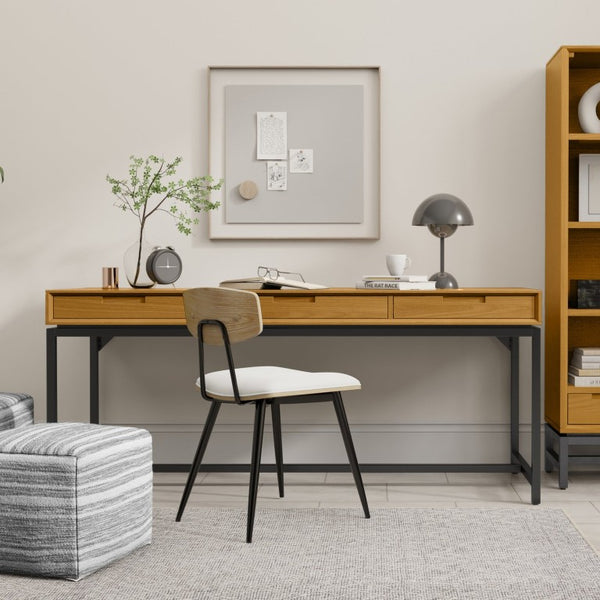 English Elm Argyle Oak Veneer Executive Desk with Angular Steel Base for Modern Home Offices B2732P562474