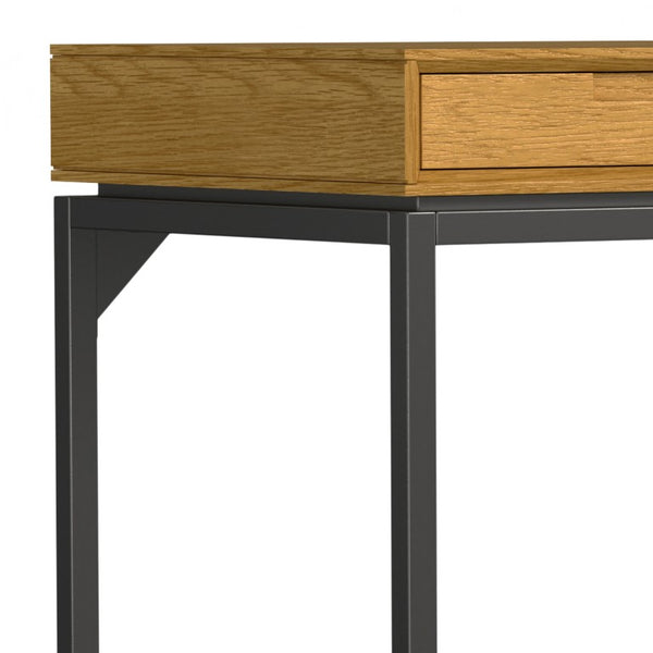 English Elm Argyle Oak Veneer Executive Desk with Angular Steel Base for Modern Home Offices B2732P562474