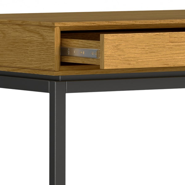 English Elm Argyle Oak Veneer Executive Desk with Angular Steel Base for Modern Home Offices B2732P562474