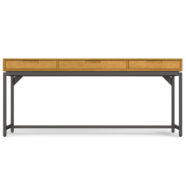 English Elm Argyle Oak Veneer Executive Desk with Angular Steel Base for Modern Home Offices B2732P562474