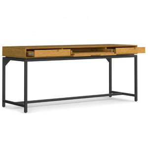English Elm Argyle Oak Veneer Executive Desk with Angular Steel Base for Modern Home Offices B2732P562474