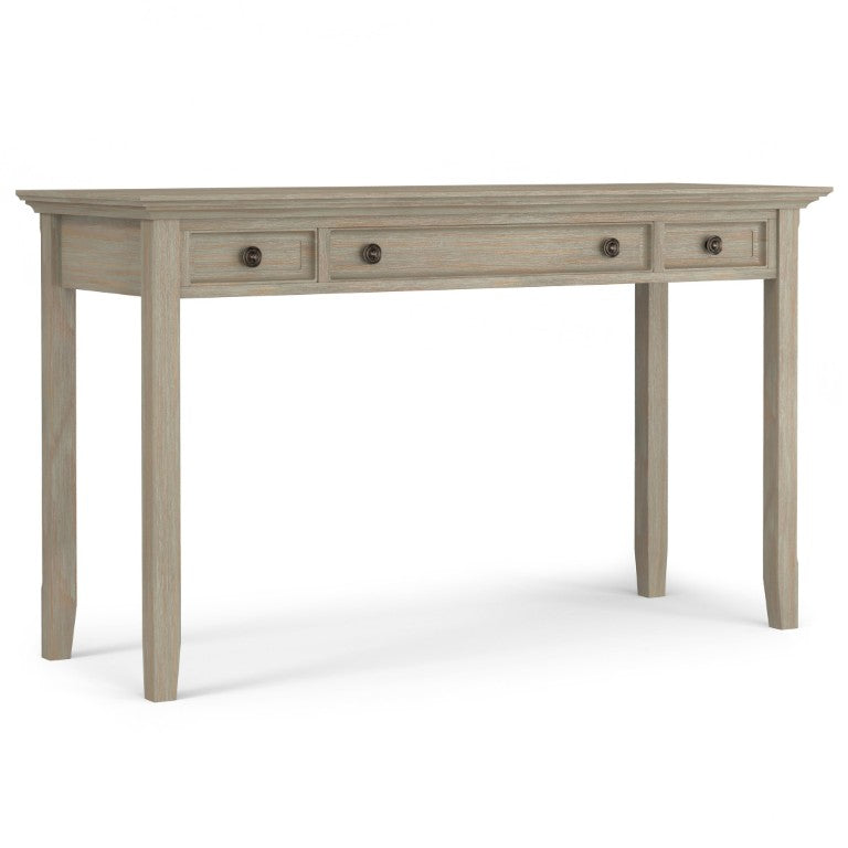 English Elm Washington Solid Wood Writing Desk with Distressed Grey Finish and Bronze Knobs B2732P562475