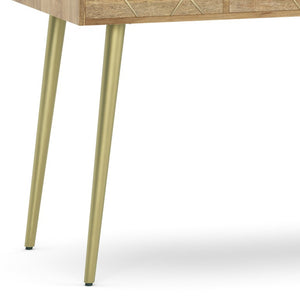 English Elm Spartan Mango Hardwood Writing Desk with Gold Legs and Soft Close Drawers B2732P562477