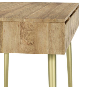English Elm Spartan Mango Hardwood Writing Desk with Gold Legs and Soft Close Drawers B2732P562477