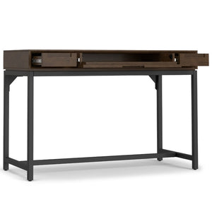English Elm Dorian Solid Acacia Wood Writing Desk with Matte Black Frame and Keyboard Tray 48 inches B2732P562478