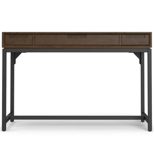 English Elm Dorian Solid Acacia Wood Writing Desk with Matte Black Frame and Keyboard Tray 48 inches B2732P562478