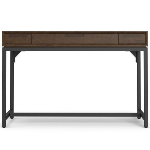 English Elm Dorian Solid Acacia Wood Writing Desk with Matte Black Frame and Keyboard Tray 48 inches B2732P562478