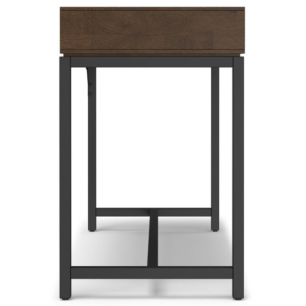 English Elm Dorian Solid Acacia Wood Writing Desk with Matte Black Frame and Keyboard Tray 48 inches B2732P562478