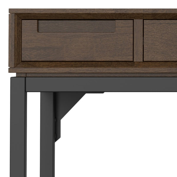 English Elm Dorian Solid Acacia Wood Writing Desk with Matte Black Frame and Keyboard Tray 48 inches B2732P562478
