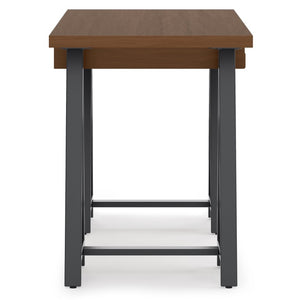 English Elm Spokane Walnut Veneer Writing Desk with Industrial Sawhorse Base for Home Office B2732P562479