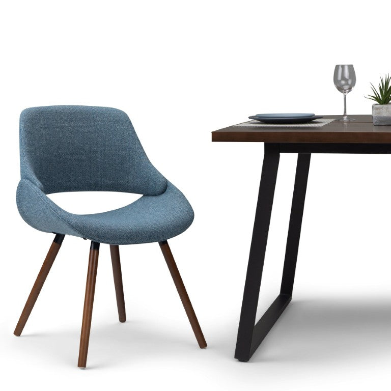 English Elm Halston Bentwood Inspired Woven Fabric Dining Chair with Walnut Legs for Modern Homes B2732P577443