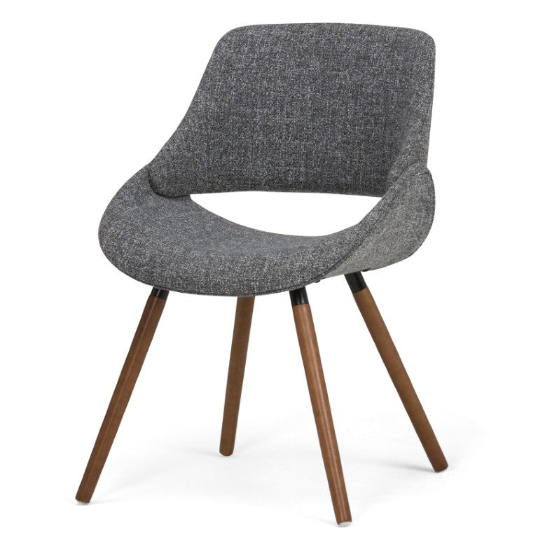 English Elm Halston Bentwood Style Dining Chair Woven Upholstery Walnut Legs Mid-Century Modern Grey Wood+Fabric B2732P577444