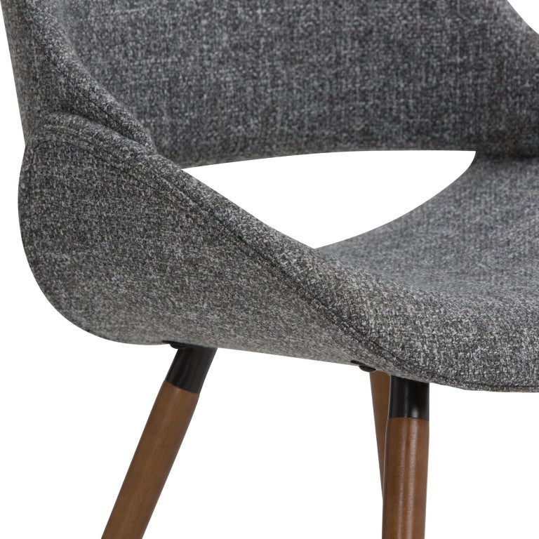 English Elm Halston Bentwood Style Dining Chair Woven Upholstery Walnut Legs Mid-Century Modern Grey Wood+Fabric B2732P577444