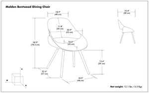 English Elm Halston Bentwood Style Dining Chair Woven Upholstery Walnut Legs Modern Appeal B2732P577457