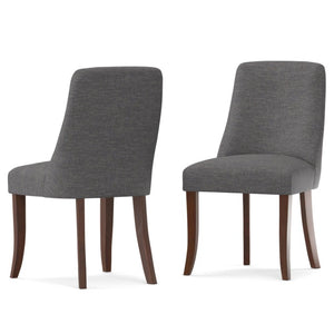 English Elm Victoria Linen Upholstered Dining Chair Set of 2 Solid Wood Frame Contemporary B2732P577459