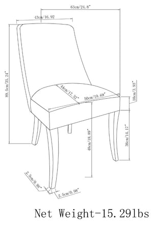 English Elm Victoria Linen Upholstered Dining Chair Set of 2 Solid Wood Frame Contemporary B2732P577459