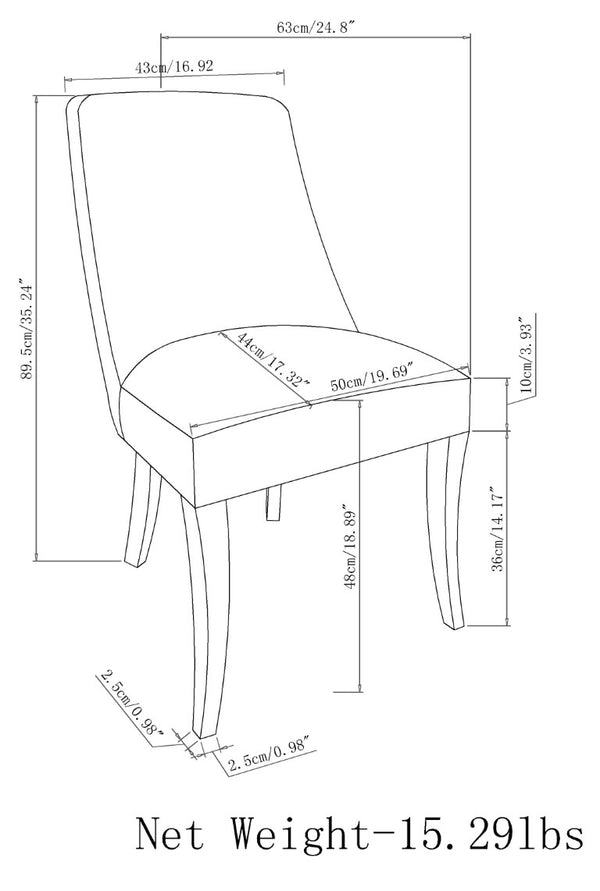 English Elm Victoria Linen Upholstered Dining Chair Set of 2 Solid Wood Frame Contemporary B2732P577459
