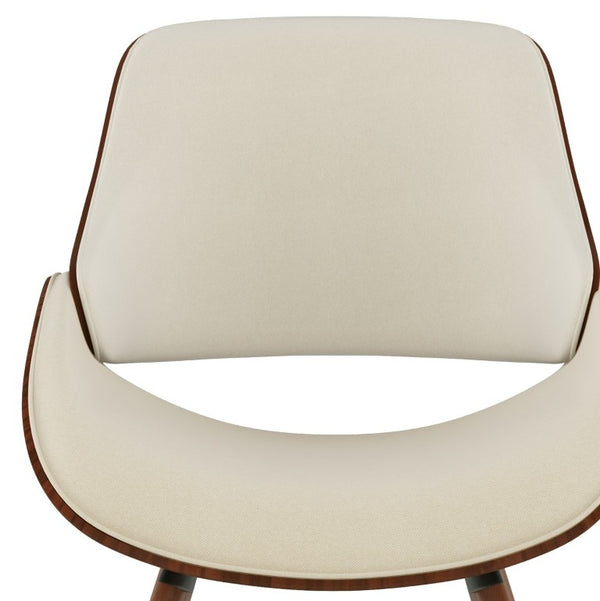 English Elm Halston Bentwood Inspired Dining Chair Walnut Back Linen Upholstery Mid-Century Style B2732P577460