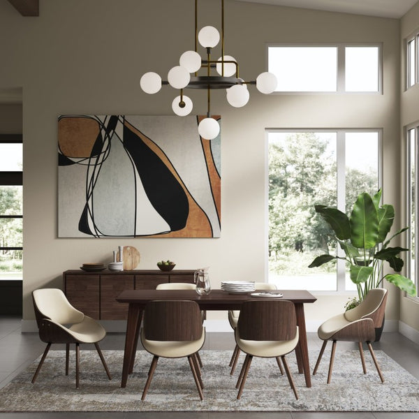 English Elm Halston Bentwood Inspired Dining Chair Walnut Back Linen Upholstery Mid-Century Style B2732P577460