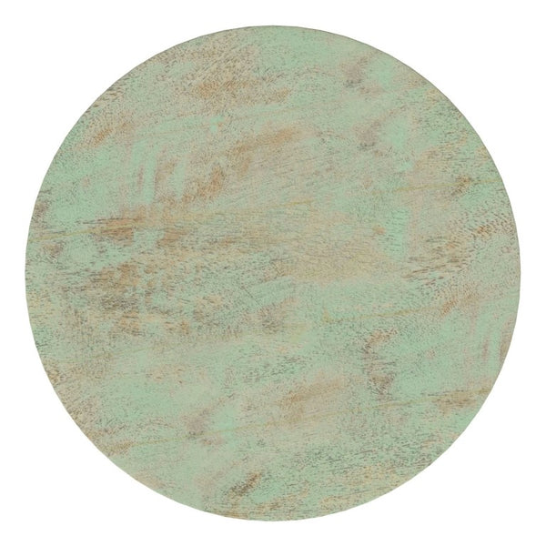 English Elm Petty Hand-Carved Solid Mango Wood Accent Table Artisan Bohemian Side Piece Green B2732P596373