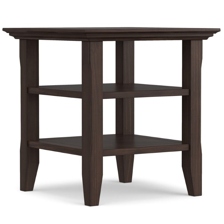 English Elm Brunswick Solid Wood End Table with Open Shelves and Crown Molding for Living Rooms B2732P596374