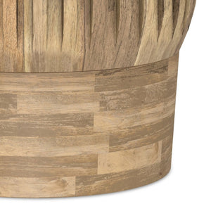 English Elm Jerry Fluted Mango Wood Round Side Table Artisan Grain Natural Finish for Any Room B2732P596381