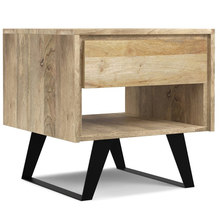 English Elm Fulton Solid Mango Wood End Table with Metal Legs Industrial Cube Nightstand B2732P596383