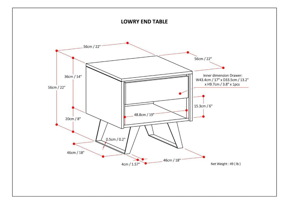 English Elm Fulton Solid Mango Wood End Table with Metal Legs Industrial Cube Nightstand B2732P596383