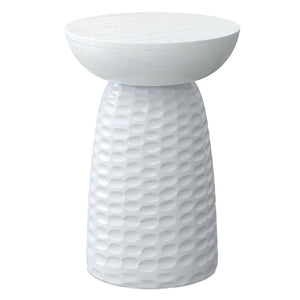 English Elm Petty Hand-Carved Solid Mango Wood Accent Table Artisan Bohemian Side Piece White B2732P596388