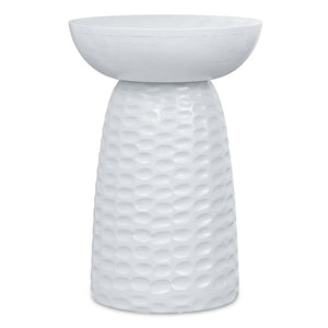 English Elm Petty Hand-Carved Solid Mango Wood Accent Table Artisan Bohemian Side Piece White B2732P596388