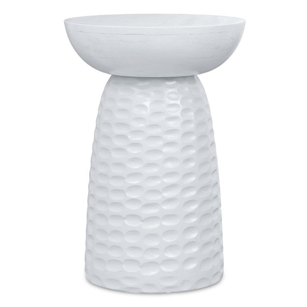 English Elm Petty Hand-Carved Solid Mango Wood Accent Table Artisan Bohemian Side Piece White B2732P596388