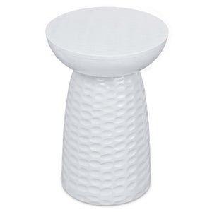 English Elm Petty Hand-Carved Solid Mango Wood Accent Table Artisan Bohemian Side Piece White B2732P596388