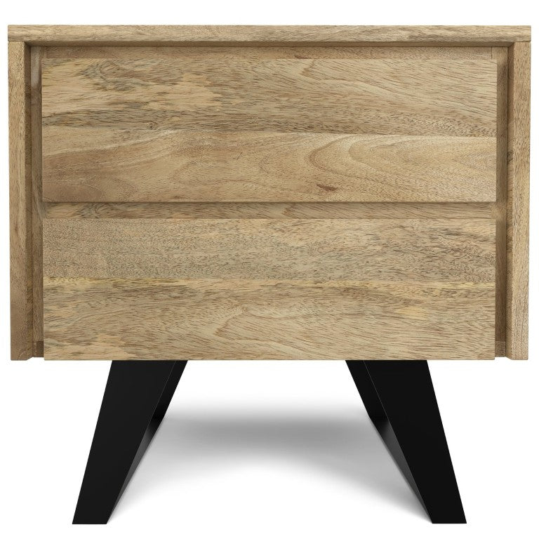 English Elm Fulton Solid Mango Wood End Table with Two Drawers and Angled Metal Legs B2732P596393