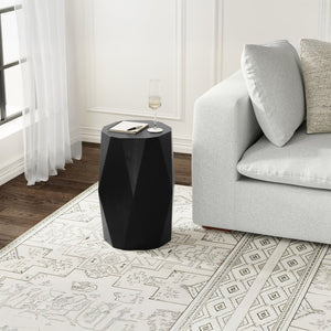 English Elm Cale Solid Mango Wood Sculptural Polygon Side Table with Hand-Applied Black Finish B2732P596394