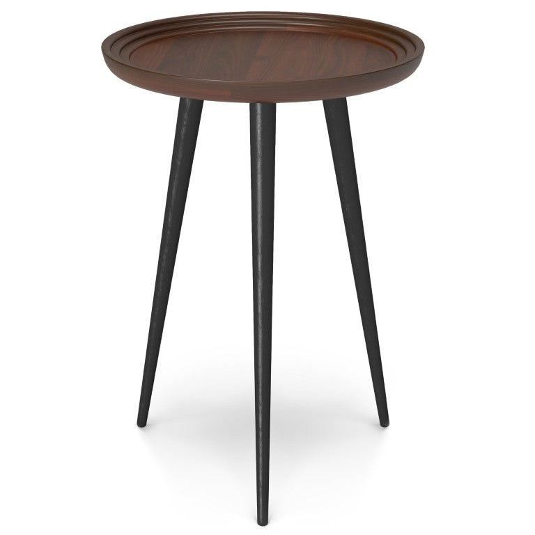 English Elm Alexandra Solid Acacia Round Side Table with Tray Top and Black Metal Legs B2732P596396