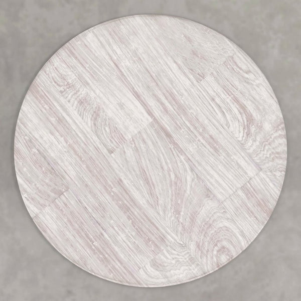 English Elm Elmford Solid Mango Wood Round Accent Table with Hand-Carved Dimple Pedestal Base White B2732P605429