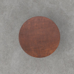 English Elm Elmford Solid Mango Wood Round Accent Table with Hand-Carved Dimple Pedestal Base Brown B2732P605430