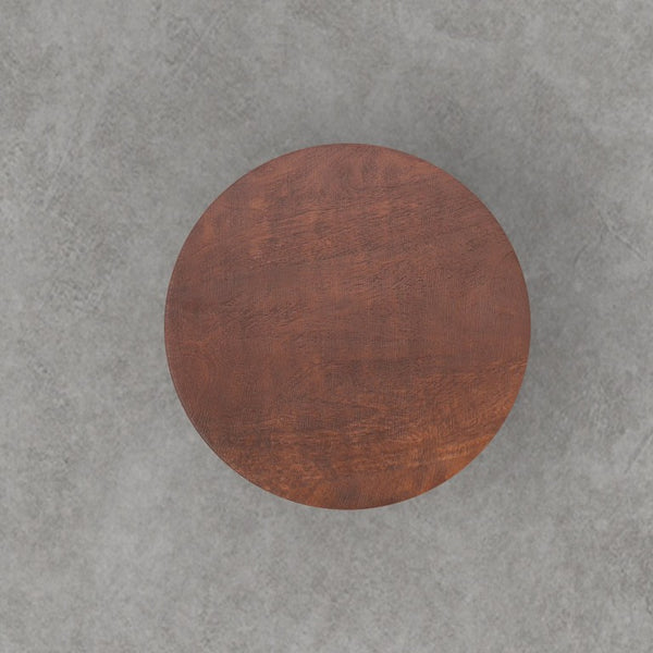 English Elm Elmford Solid Mango Wood Round Accent Table with Hand-Carved Dimple Pedestal Base Brown B2732P605430