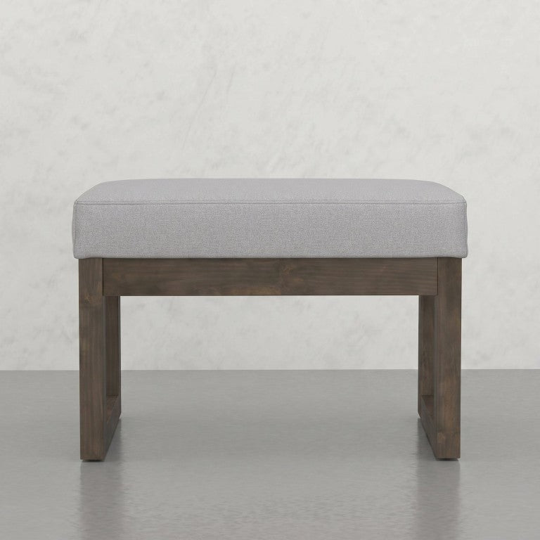 English Elm Lakemere Compact Linen Upholstered Ottoman Bench with Foam Cushion for Any Room Gray B2732P605433